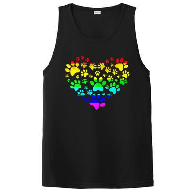 Paw Print Heartbeat Rainbow Inspired Dog Paw print Gifts PosiCharge Competitor Tank