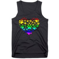 Paw Print Heartbeat Rainbow Inspired Dog Paw print Gifts Tank Top