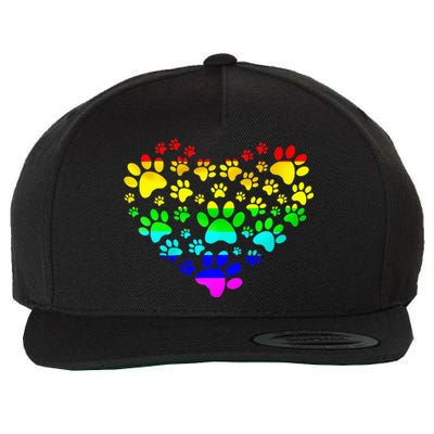 Paw Print Heartbeat Rainbow Inspired Dog Paw print Gifts Wool Snapback Cap