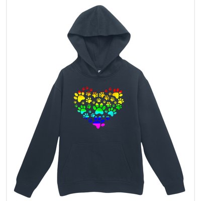 Paw Print Heartbeat Rainbow Inspired Dog Paw print Gifts Urban Pullover Hoodie