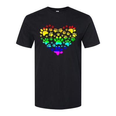 Paw Print Heartbeat Rainbow Inspired Dog Paw print Gifts Softstyle CVC T-Shirt