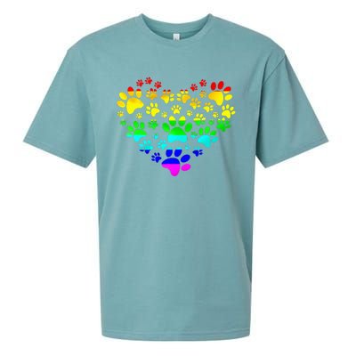 Paw Print Heartbeat Rainbow Inspired Dog Paw print Gifts Sueded Cloud Jersey T-Shirt