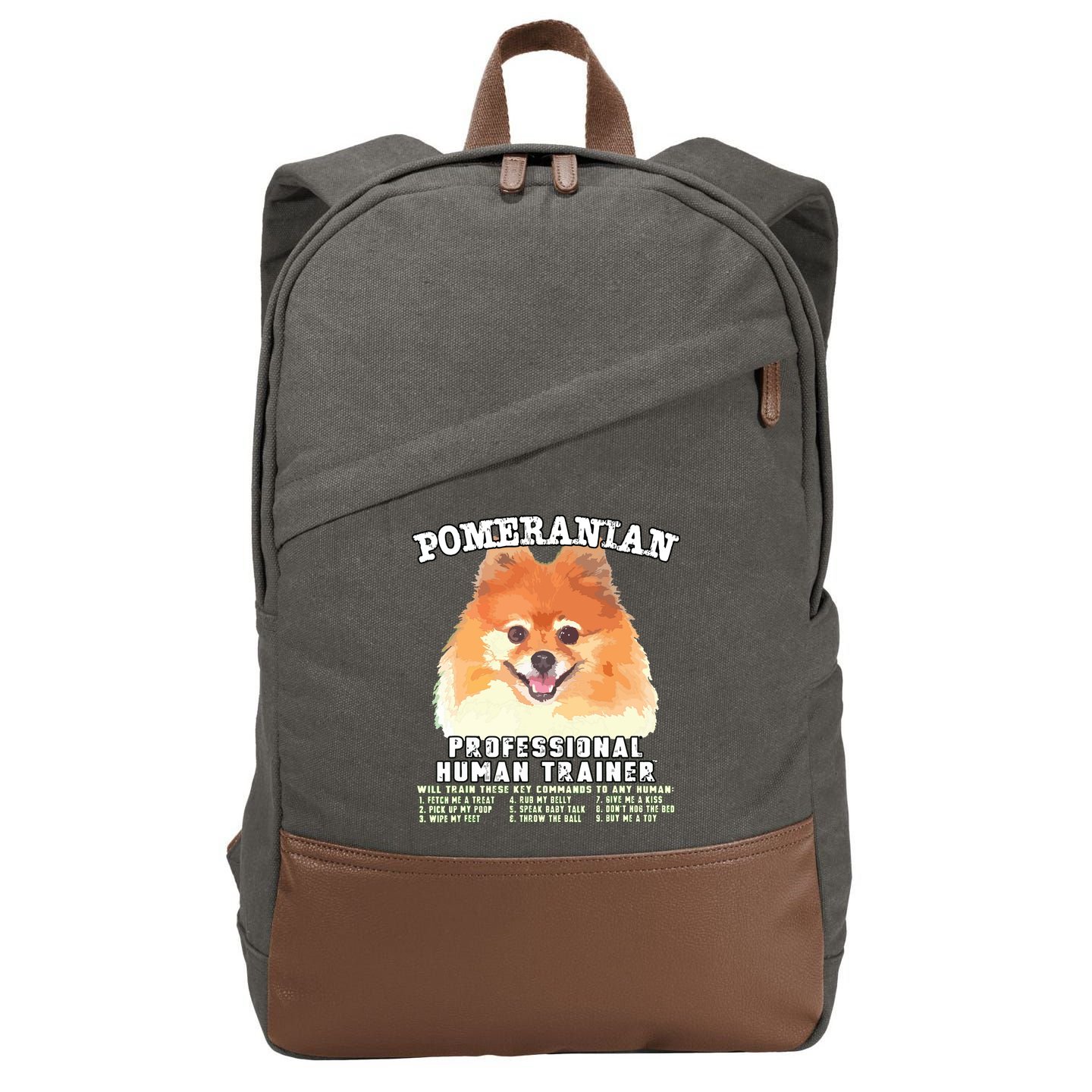 Pomeranian Professional Human Trainer Cotton Canvas Backpack