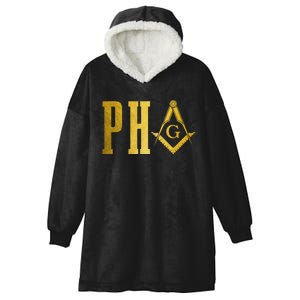 PHA Prince Hall Mason Freemason Masonic Square & Compass Hooded Wearable Blanket