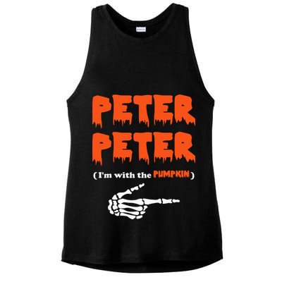 Peter Peter I'm With The Pumpkin Skeleton Halloween Ladies PosiCharge Tri-Blend Wicking Tank