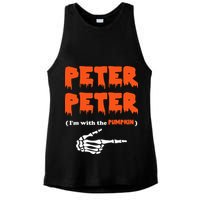 Peter Peter I'm With The Pumpkin Skeleton Halloween Ladies PosiCharge Tri-Blend Wicking Tank