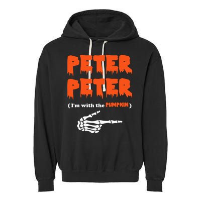 Peter Peter I'm With The Pumpkin Skeleton Halloween Garment-Dyed Fleece Hoodie