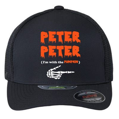 Peter Peter I'm With The Pumpkin Skeleton Halloween Flexfit Unipanel Trucker Cap