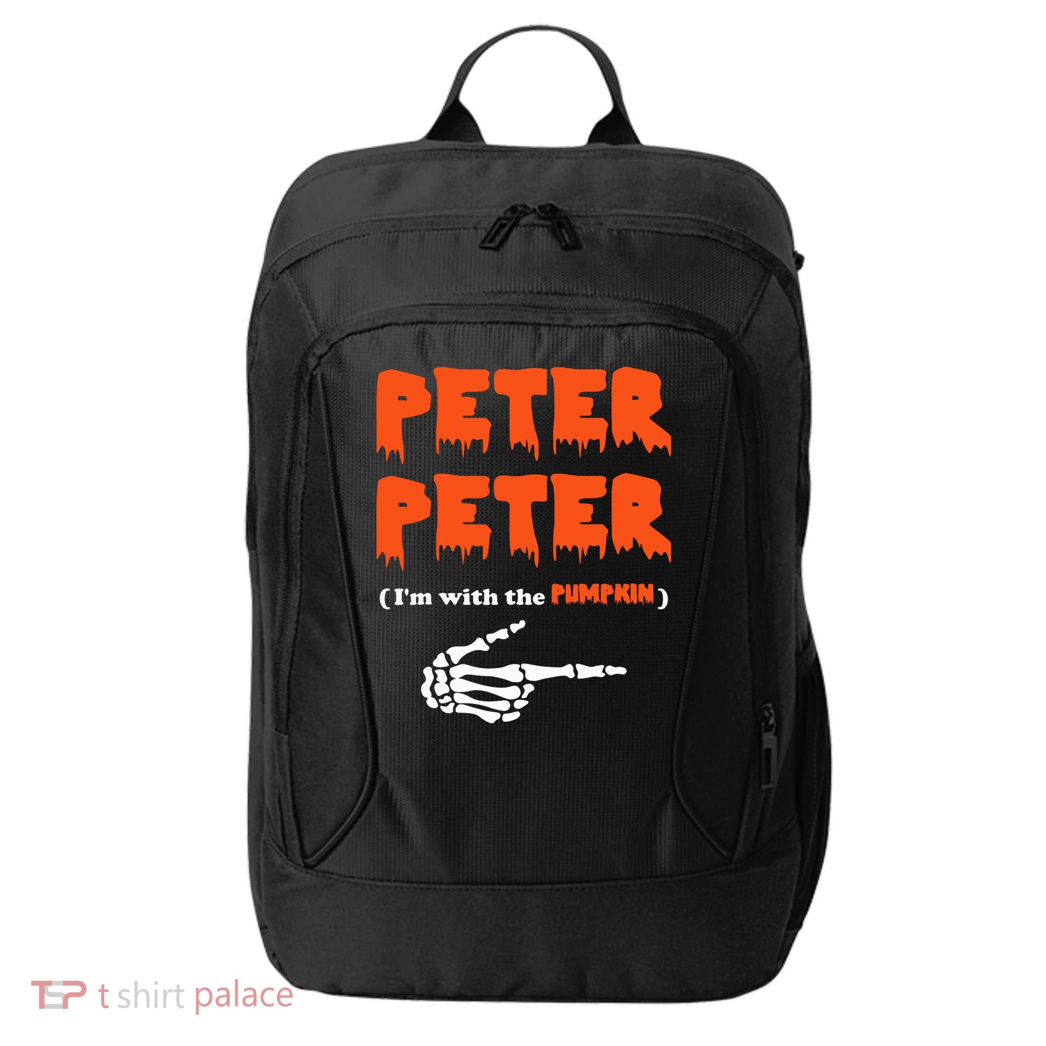 Peter Peter I'm With The Pumpkin Skeleton Halloween City Backpack