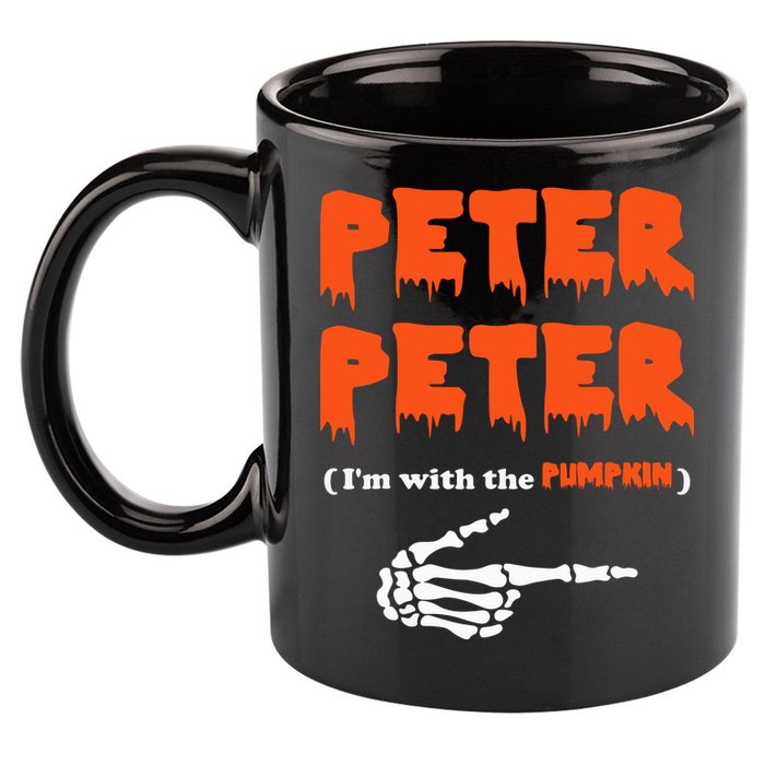 Peter Peter I'm With The Pumpkin Skeleton Halloween 11oz C Handle Ceramic Mug