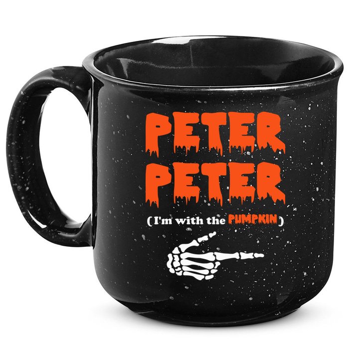 Peter Peter I'm With The Pumpkin Skeleton Halloween 15oz Campfire Ceramic Mug
