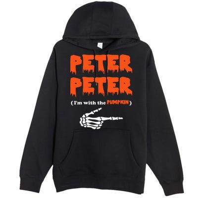 Peter Peter I'm With The Pumpkin Skeleton Halloween Premium Pullover Hoodie