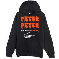 Peter Peter I'm With The Pumpkin Skeleton Halloween Premium Pullover Hoodie