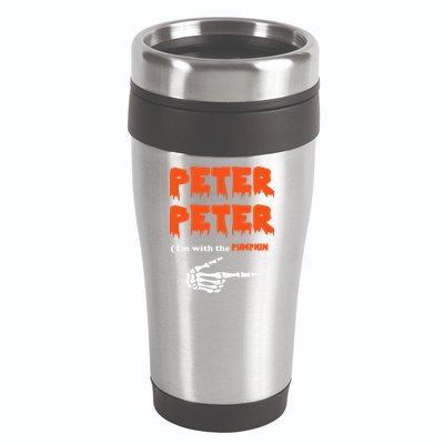 Peter Peter I'm With The Pumpkin Skeleton Halloween 16oz Travel Tumbler