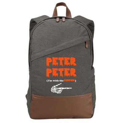 Peter Peter I'm With The Pumpkin Skeleton Halloween Cotton Canvas Backpack