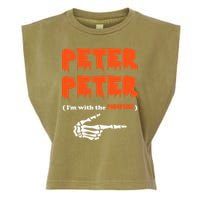 Peter Peter I'm With The Pumpkin Skeleton Halloween Garment-Dyed Women's Muscle Tee