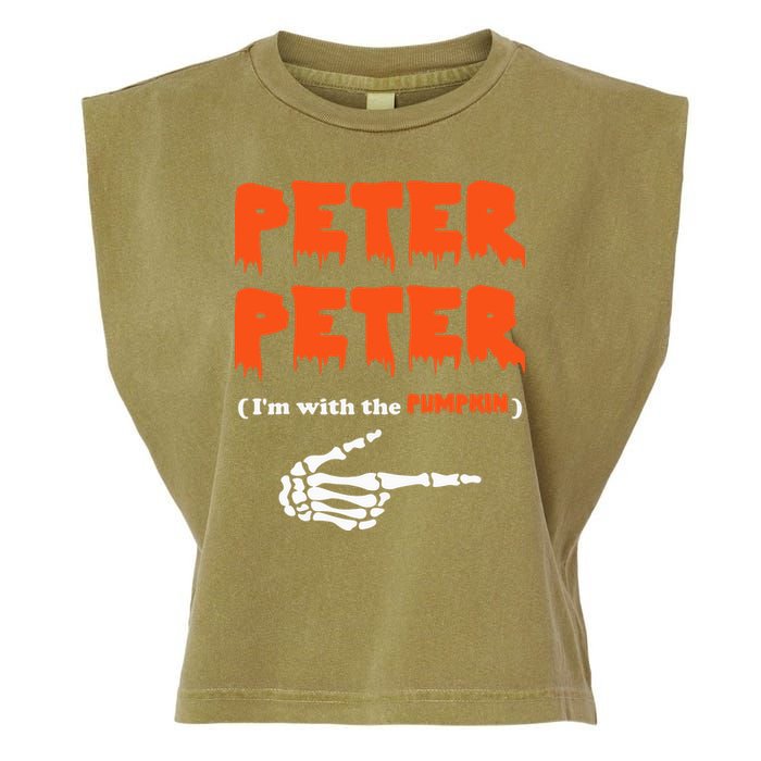Peter Peter I'm With The Pumpkin Skeleton Halloween Garment-Dyed Women's Muscle Tee