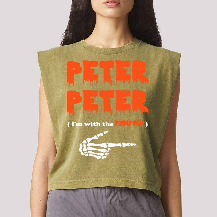 Peter Peter I'm With The Pumpkin Skeleton Halloween Garment-Dyed Women's Muscle Tee