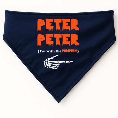 Peter Peter I'm With The Pumpkin Skeleton Halloween USA-Made Doggie Bandana