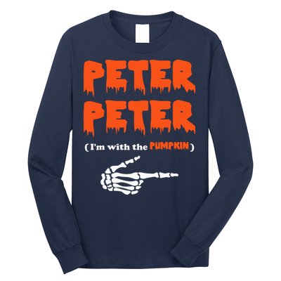 Peter Peter I'm With The Pumpkin Skeleton Halloween Long Sleeve Shirt