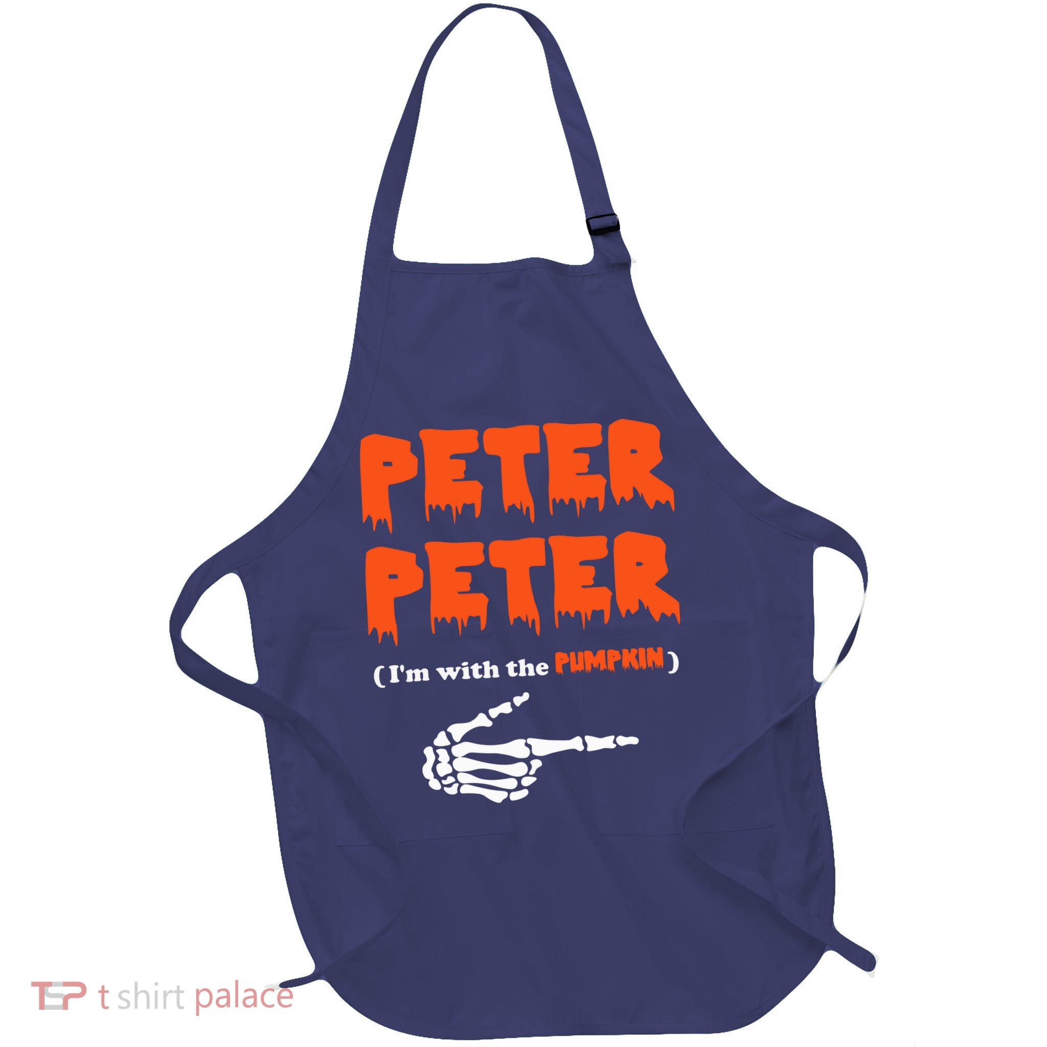 Peter Peter I'm With The Pumpkin Skeleton Halloween Apron