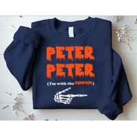 Peter Peter I'm With The Pumpkin Skeleton Halloween Sweatshirt