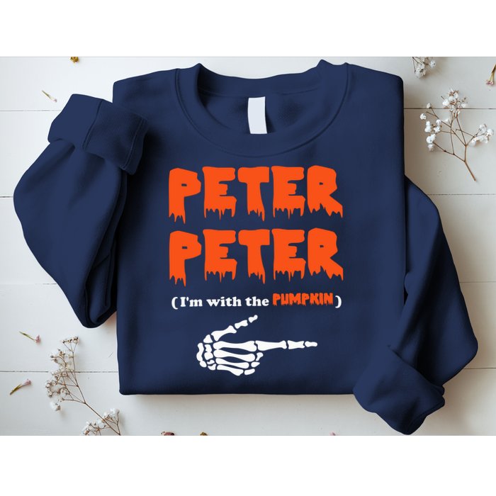 Peter Peter I'm With The Pumpkin Skeleton Halloween Sweatshirt