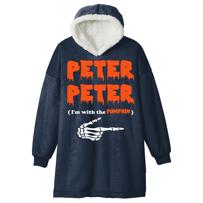 Peter Peter I'm With The Pumpkin Skeleton Halloween Hooded Wearable Blanket