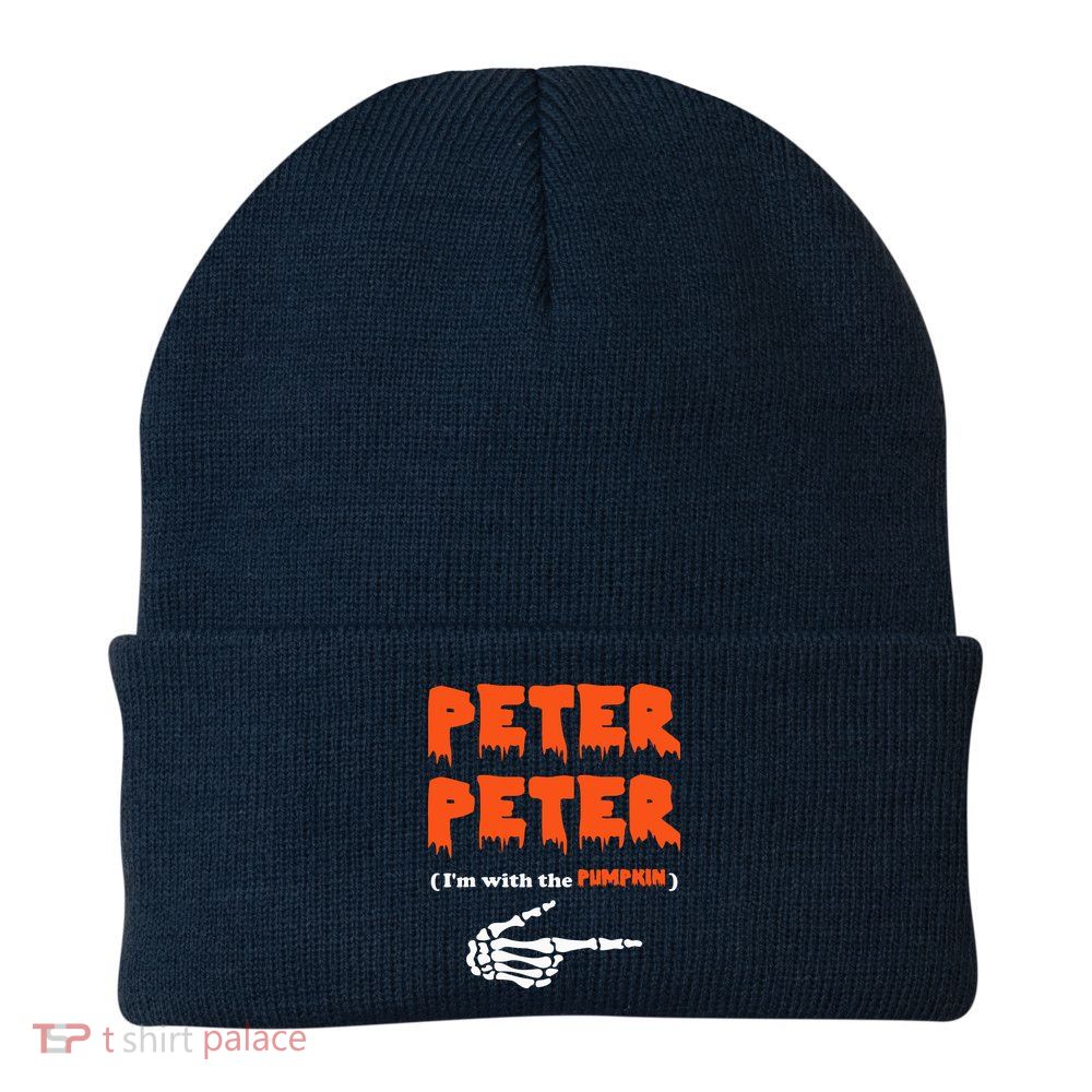 Peter Peter I'm With The Pumpkin Skeleton Halloween Beanie