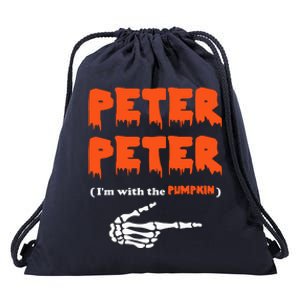 Peter Peter I'm With The Pumpkin Skeleton Halloween Drawstring Bag