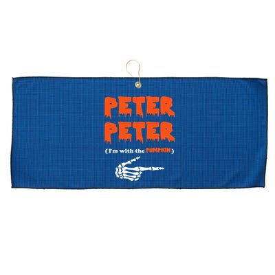 Peter Peter I'm With The Pumpkin Skeleton Halloween Large Microfiber Waffle Golf Towel