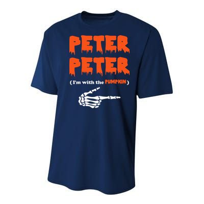 Peter Peter I'm With The Pumpkin Skeleton Halloween Youth Performance Sprint T-Shirt