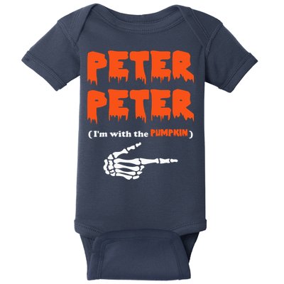 Peter Peter I'm With The Pumpkin Skeleton Halloween Baby Bodysuit