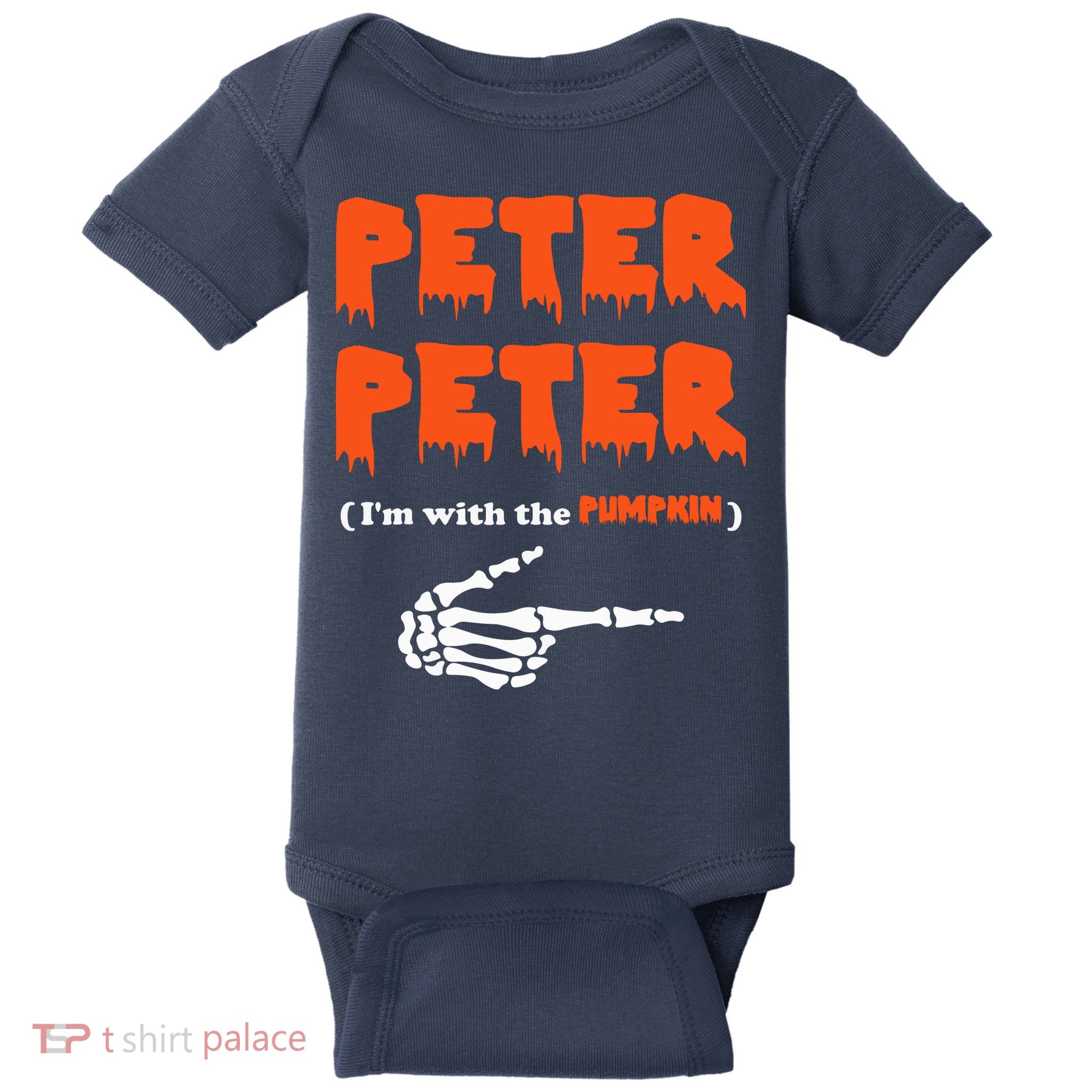 Peter Peter I'm With The Pumpkin Skeleton Halloween Baby Bodysuit