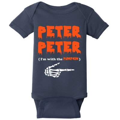 Peter Peter I'm With The Pumpkin Skeleton Halloween Baby Bodysuit