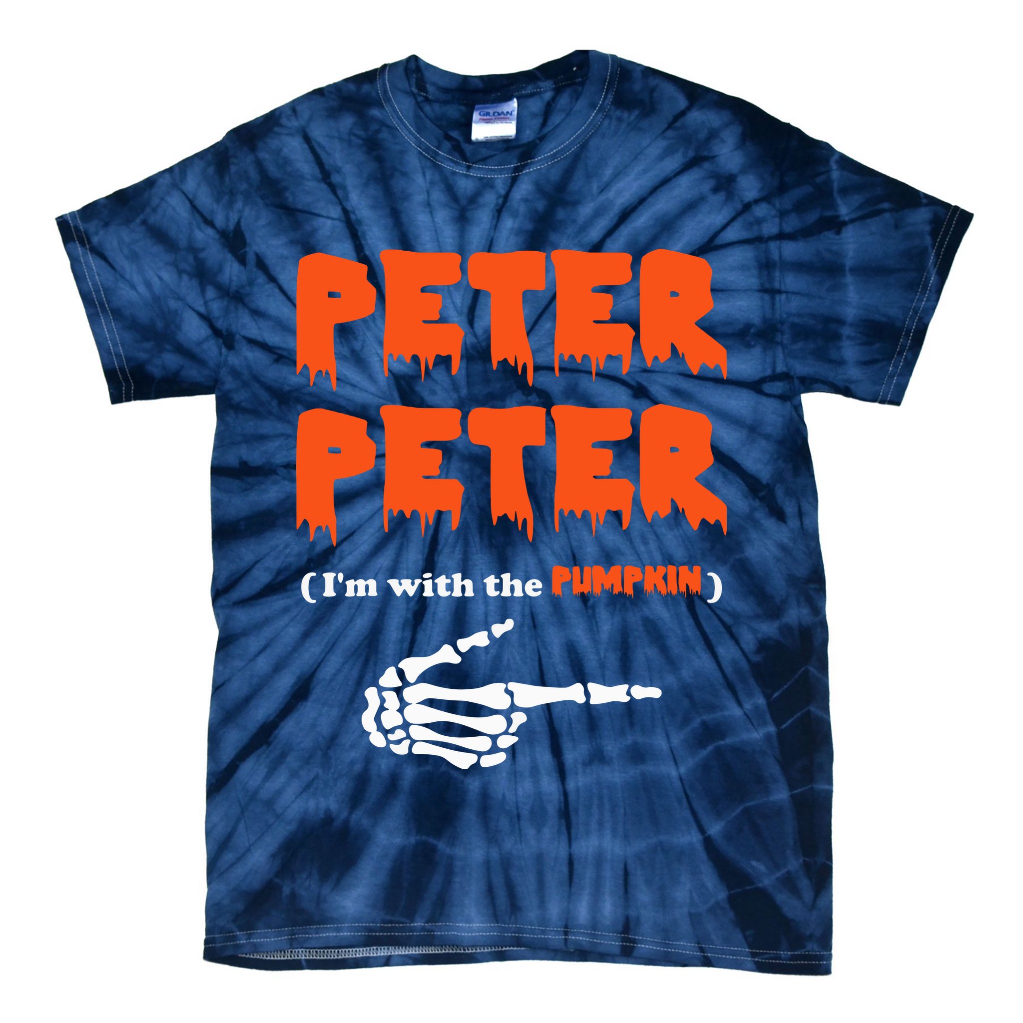 Peter Peter I'm With The Pumpkin Skeleton Halloween Tie-Dye T-Shirt