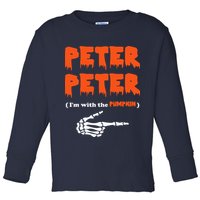 Peter Peter I'm With The Pumpkin Skeleton Halloween Toddler Long Sleeve Shirt
