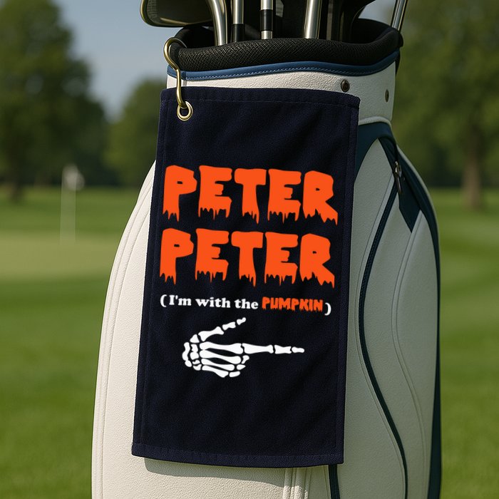 Peter Peter I'm With The Pumpkin Skeleton Halloween Golf Towel