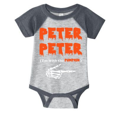 Peter Peter I'm With The Pumpkin Skeleton Halloween Infant Baby Jersey Bodysuit