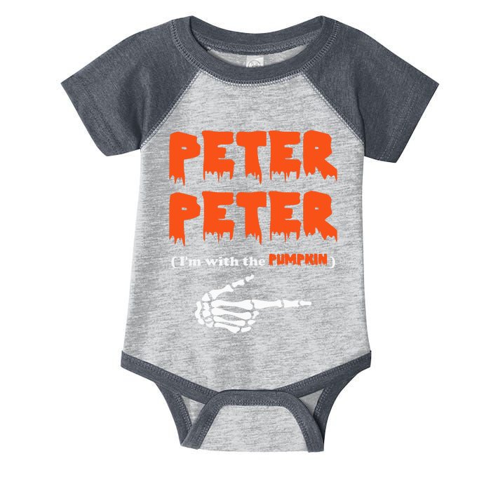 Peter Peter I'm With The Pumpkin Skeleton Halloween Infant Baby Jersey Bodysuit