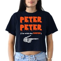Peter Peter I'm With The Pumpkin Skeleton Halloween Crop Top