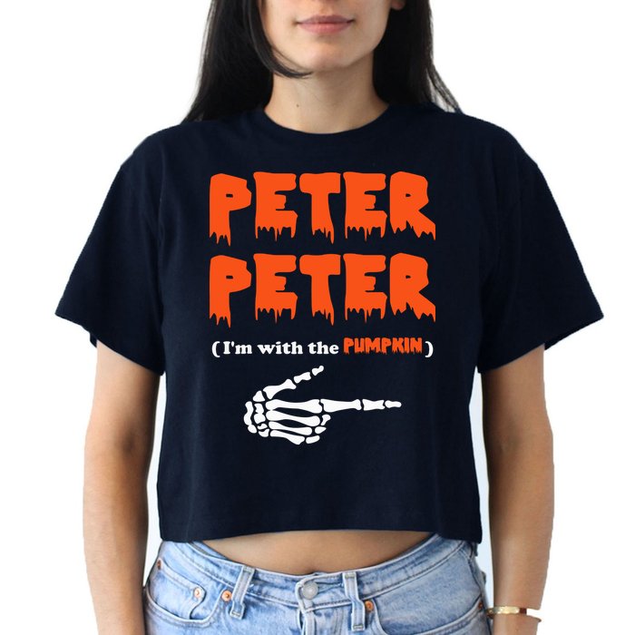 Peter Peter I'm With The Pumpkin Skeleton Halloween Crop Top