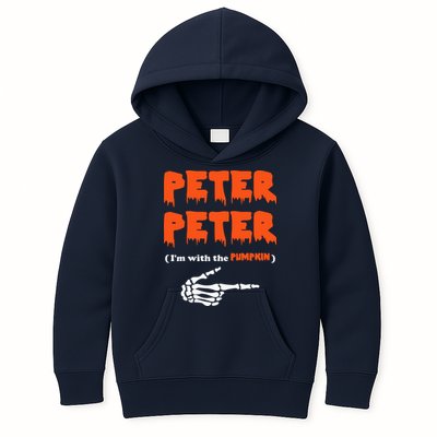 Peter Peter I'm With The Pumpkin Skeleton Halloween Kids Hoodie