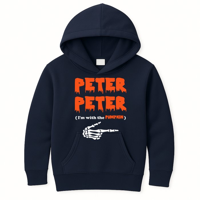 Peter Peter I'm With The Pumpkin Skeleton Halloween Kids Hoodie