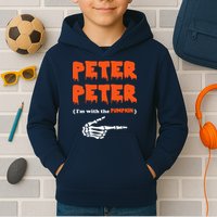 Peter Peter I'm With The Pumpkin Skeleton Halloween Kids Hoodie