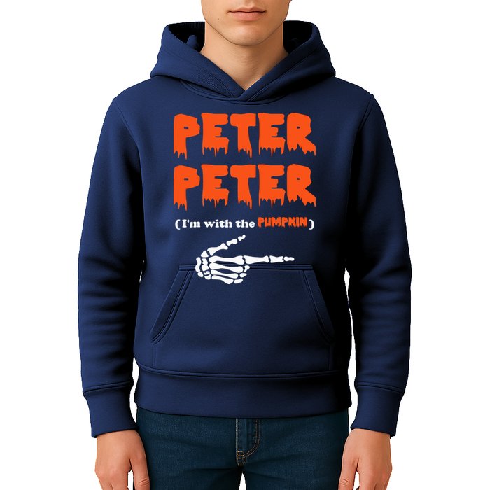 Peter Peter I'm With The Pumpkin Skeleton Halloween Kids Hoodie