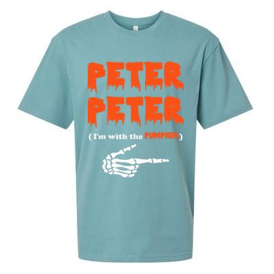 Peter Peter I'm With The Pumpkin Skeleton Halloween Sueded Cloud Jersey T-Shirt
