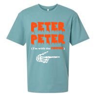 Peter Peter I'm With The Pumpkin Skeleton Halloween Sueded Cloud Jersey T-Shirt