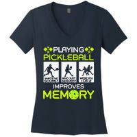 Playing Pickleball Improves Memory Dink Player Women's V-Neck T-Shirt