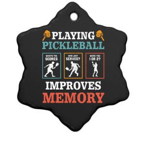 Playing Pickleball Improves Memory Funny Paddleball Lover Great Gift Ceramic Star Ornament